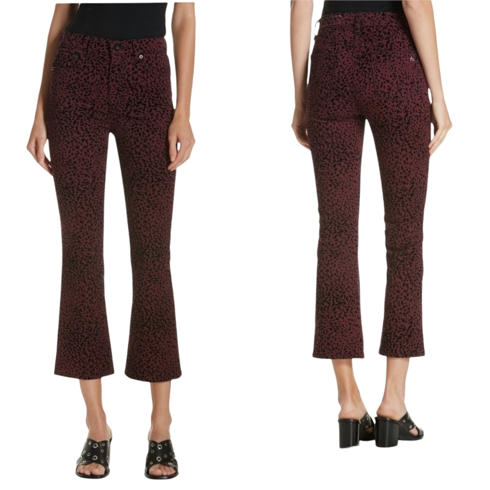 Rag & Bone Hana Hi-Rise Cropped Cheetah Print Jeans Size 25